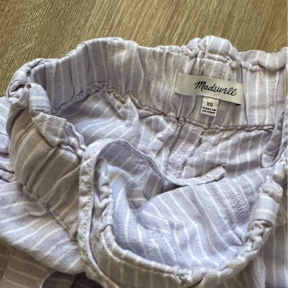 Madewell Stripe Play Drawstring Pull On Paperbag Shorts Distant Lavender XS - Picture 4 of 5